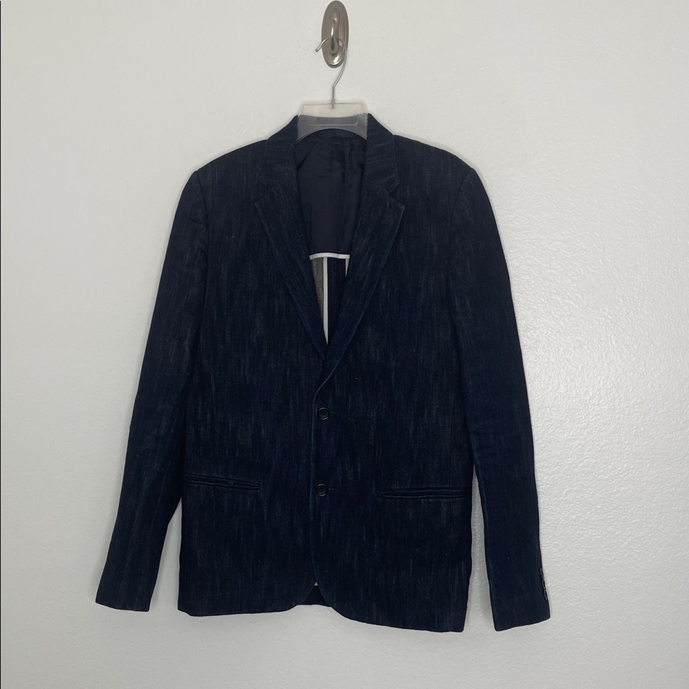 Tim Soar London 2011 100% Cotton Blue Denim Two Button Blazer Men's Size 38 R